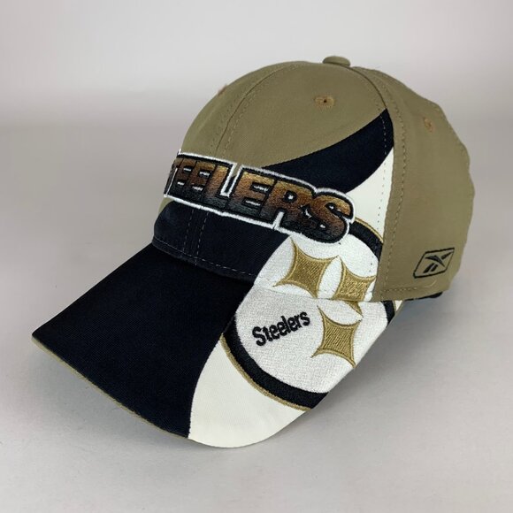 Pittsburgh Steelers NFL Beige Black Reebok Strapback Adjustable Hat - Picture 1 of 5